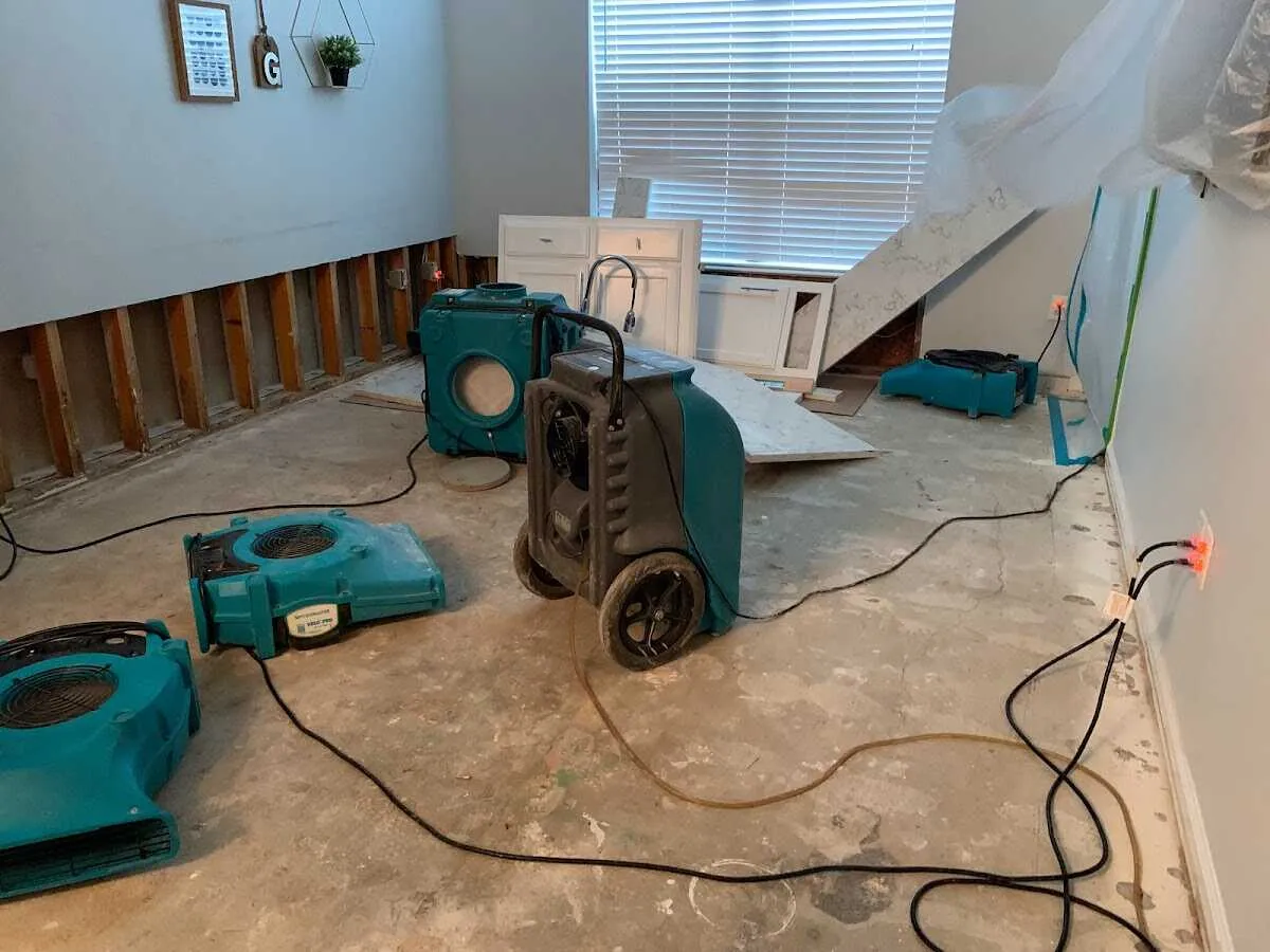Dehumidifier in flood-cut room for Water Damage Restoration in North Sewickley